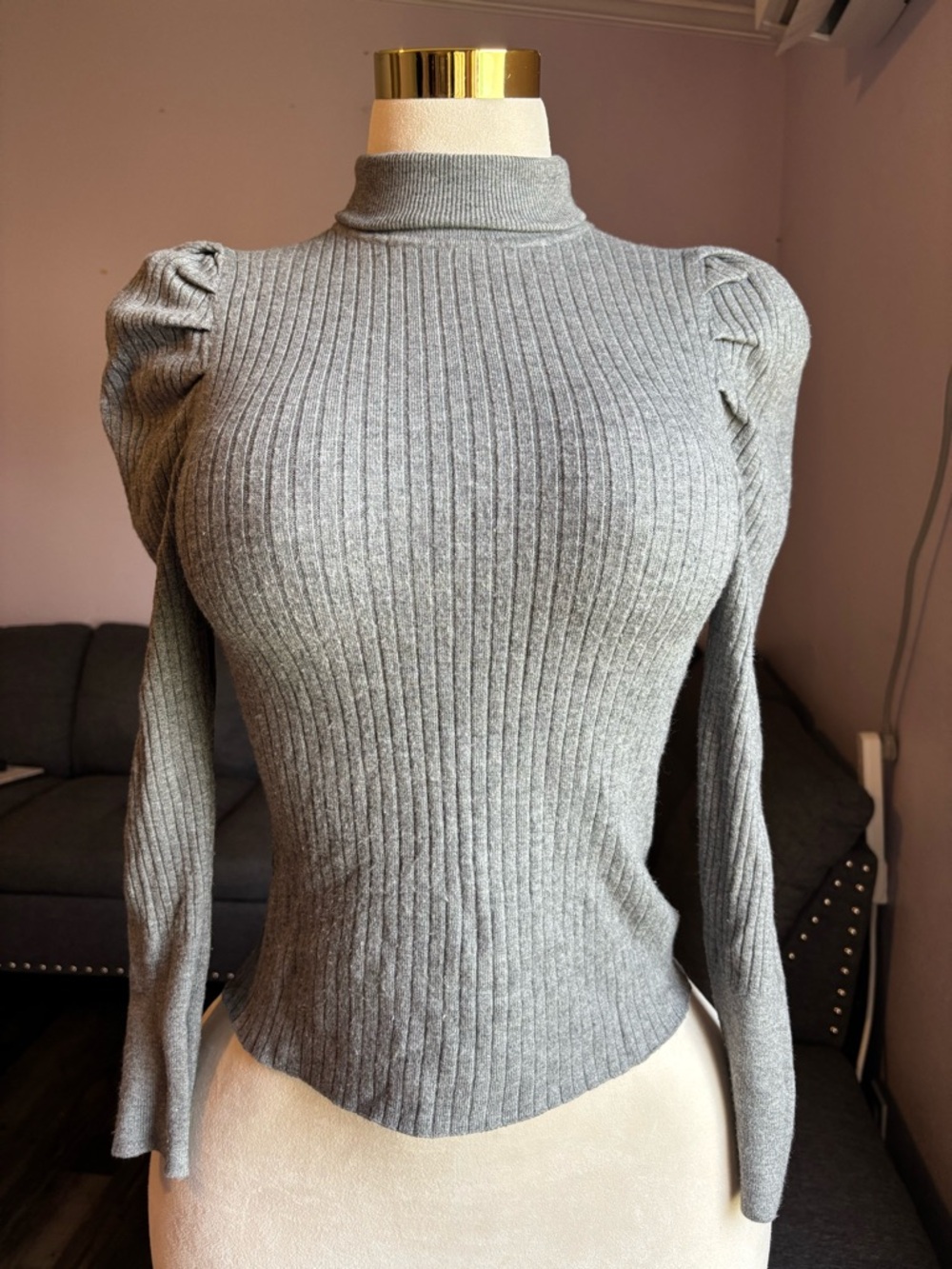 Ambiance Heather Gray Ribbed Turtleneck Sweater